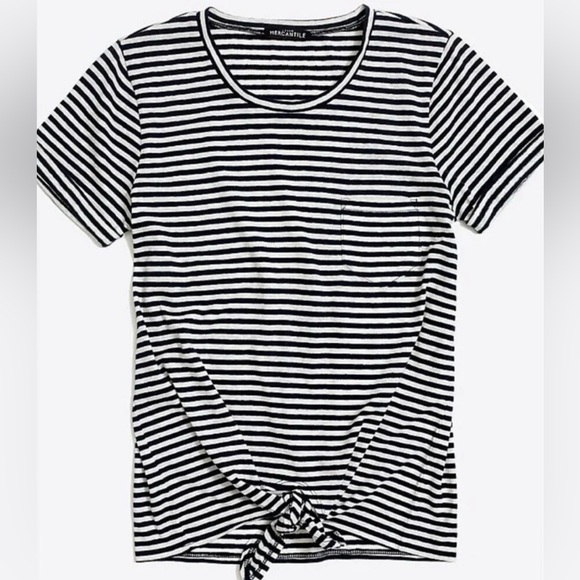 J. Crew Tops - J.Crew Women's Xxs Striped Black and White T-Shirt with Tie in the Front